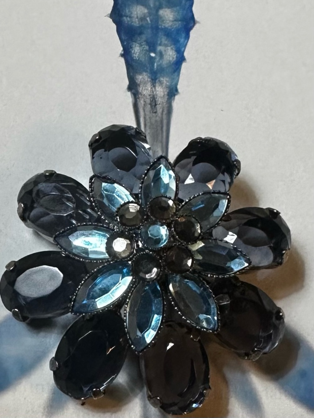 Sapphire Blue Rhinestone Brooch